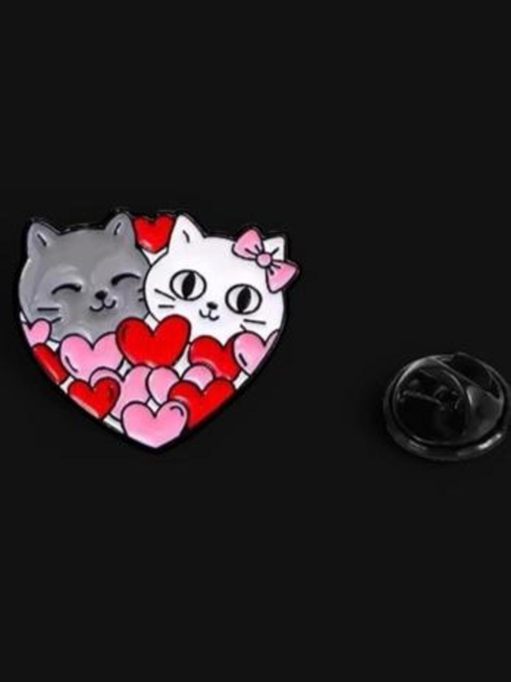 Multicolor Cat Heart Brooch Pin - Cute Cat Accessory